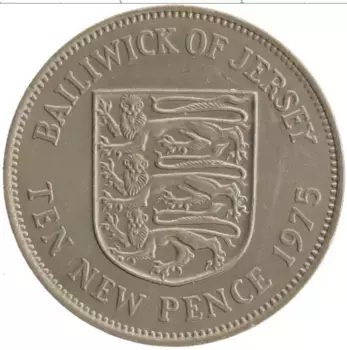 Монета 10 пенсов Острова Джерси 1975 года Медно-никель Елизавета II