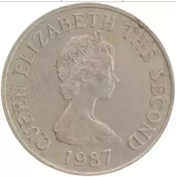Монета 10 пенсов Острова Джерси 1987 года Медно-никель Елизавета II