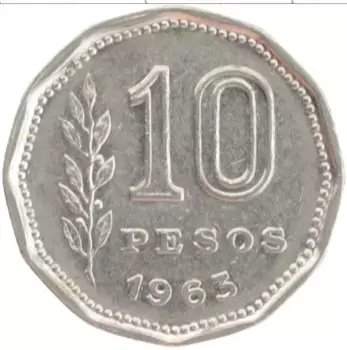 Монета 10 песо Аргентины 1963 года Медно-никель