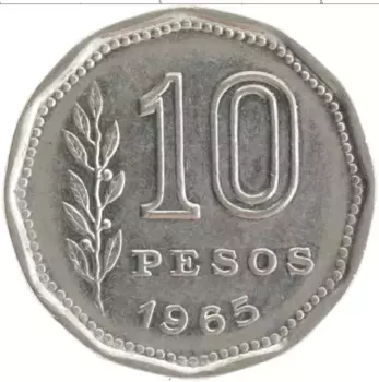 Монета 10 песо Аргентины 1965 года Медно-никель Гаучо