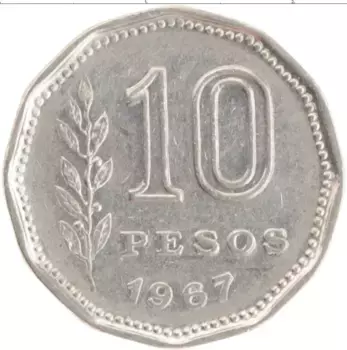 Монета 10 песо Аргентины 1967 года Медно-никель