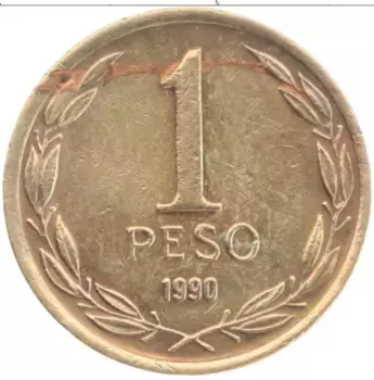 Монета 10 песо Чили 1990 года Бронза