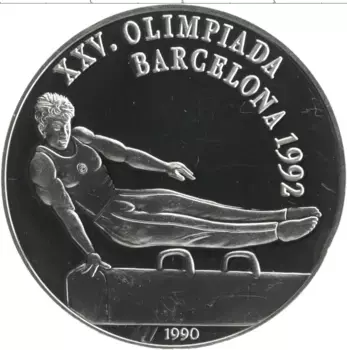 Монета 10 песо Кубы 1990 года Серебро Олимпийские игры 1992 года