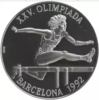 Монета 10 песо Кубы 1990 года Серебро Олимпийские игры 1992 года