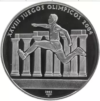 Монета 10 песо Кубы 2002 года Серебро Олимпиада 2004