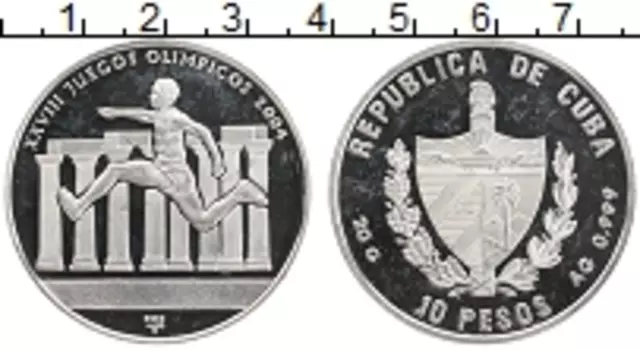 Монета 10 песо Кубы 2002 года Серебро Олимпийские игры