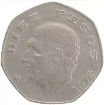 Монета 10 песо Мексики 1976 года Медно-никель