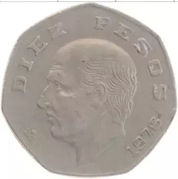 Монета 10 песо Мексики 1976 года Медно-никель