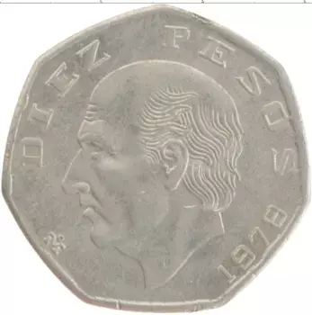 Монета 10 песо Мексики 1978 года Медно-никель