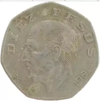 Монета 10 песо Мексики 1981 года Медно-никель