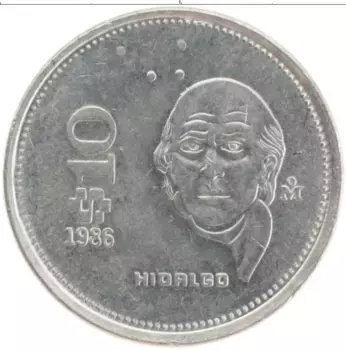 Монета 10 песо Мексики 1986 года Медно-никель