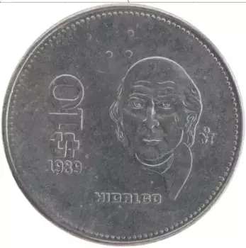 Монета 10 песо Мексики 1989 года Медно-никель