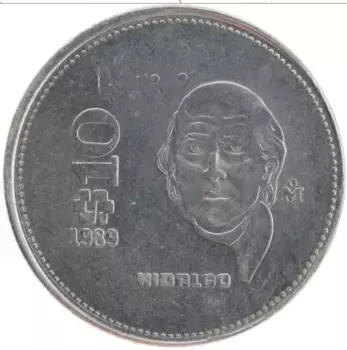 Монета 10 песо Мексики 1989 года Медно-никель