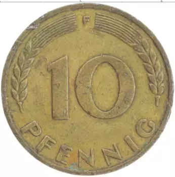 Монета 10 пфеннигов ФРГ 1949 года Бронза F
