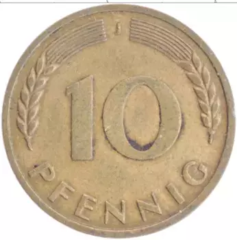 Монета 10 пфеннигов ФРГ 1950 года Бронза J