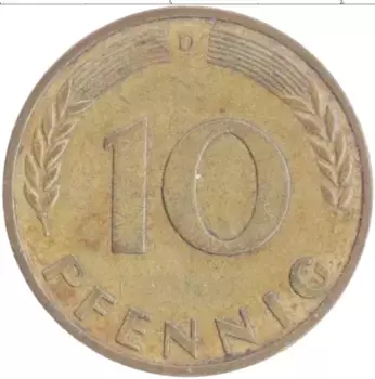 Монета 10 пфеннигов ФРГ 1950 года Бронза D