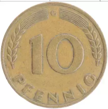 Монета 10 пфеннигов ФРГ 1950 года Бронза G
