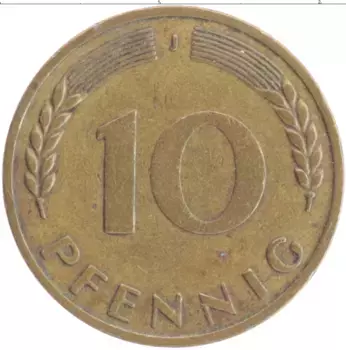 Монета 10 пфеннигов ФРГ 1950 года Бронза J