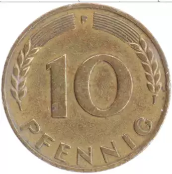 Монета 10 пфеннигов ФРГ 1950 года Бронза F