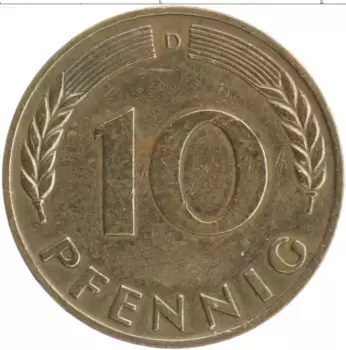 Монета 10 пфеннигов ФРГ 1950 года Бронза D