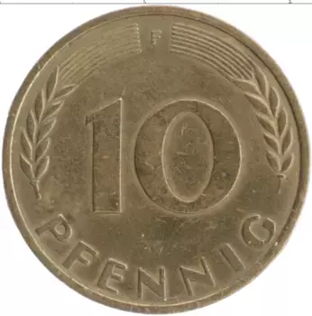 Монета 10 пфеннигов ФРГ 1950 года Бронза F