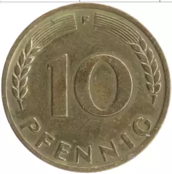 Монета 10 пфеннигов ФРГ 1950 года Бронза F