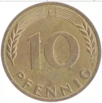 Монета 10 пфеннигов ФРГ 1950 года Латунь F
