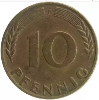 Монета 10 пфеннигов ФРГ 1970 года Бронза F