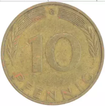 Монета 10 пфеннигов ФРГ 1971 года Латунь G
