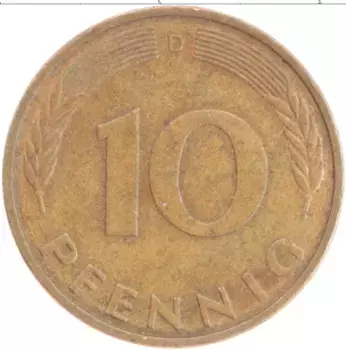 Монета 10 пфеннигов ФРГ 1983 года Бронза D