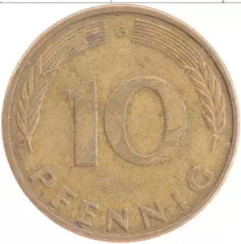 Монета 10 пфеннигов ФРГ 1989 года Бронза G
