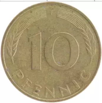 Монета 10 пфеннигов ФРГ 1990 года Бронза F