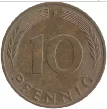 Монета 10 пфеннигов ФРГ 1991 года Латунь F