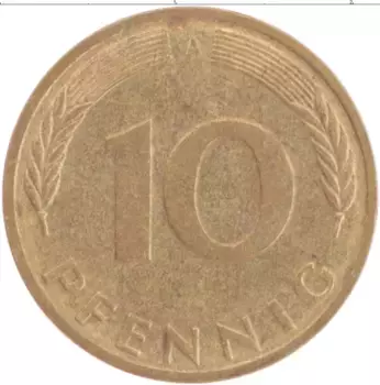 Монета 10 пфеннигов ФРГ 1992 года Латунь А