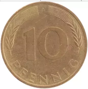 Монета 10 пфеннигов ФРГ 1995 года Латунь А