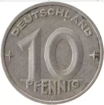 Монета 10 пфеннигов ГДР 1948 года Алюминий А