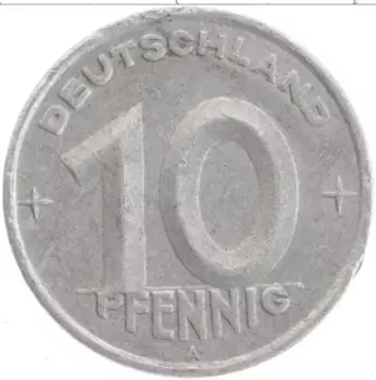 Монета 10 пфеннигов ГДР 1948 года Алюминий А