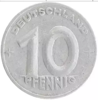Монета 10 пфеннигов ГДР 1948 года Алюминий А