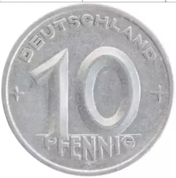 Монета 10 пфеннигов ГДР 1949 года Алюминий А