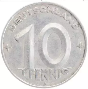 Монета 10 пфеннигов ГДР 1950 года Алюминий А