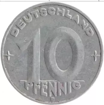 Монета 10 пфеннигов ГДР 1952 года Алюминий Е