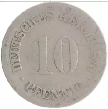 Монета 10 пфеннигов Германии 1875 года Медно-никель D