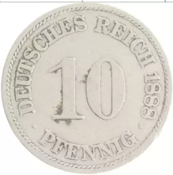 Монета 10 пфеннигов Германии 1888 года Медно-никель А