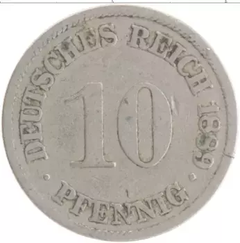 Монета 10 пфеннигов Германии 1889 года Медно-никель