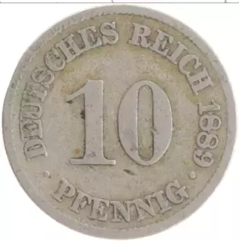 Монета 10 пфеннигов Германии 1889 года Медно-никель А