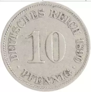 Монета 10 пфеннигов Германии 1890 года Медно-никель A