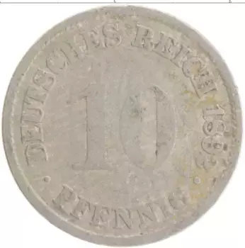 Монета 10 пфеннигов Германии 1892 года Медно-никель A