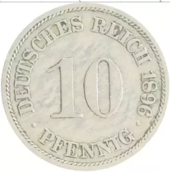 Монета 10 пфеннигов Германии 1896 года Медно-никель A