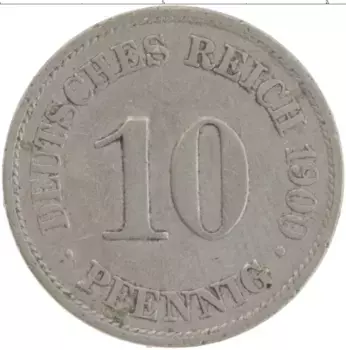 Монета 10 пфеннигов Германии 1900 года Медно-никель A