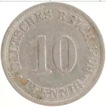 Монета 10 пфеннигов Германии 1900 года Медно-никель A